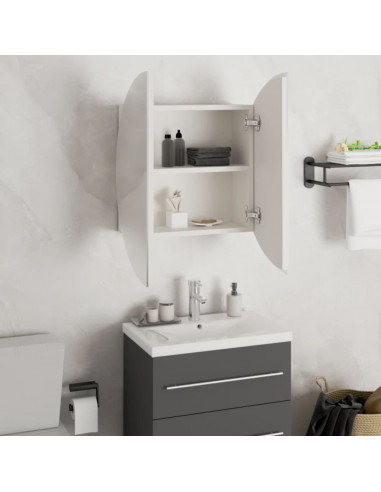 Armadio da Bagno con Specchio Rotondo e LED Bianco 47x47x17,5cm