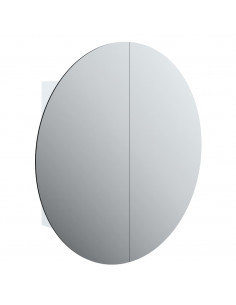 Armadio da Bagno con Specchio Rotondo e LED Bianco 54x54x17,5cm 2