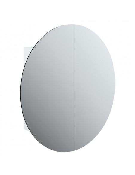 Armadio da Bagno con Specchio Rotondo e LED Bianco 54x54x17,5cm