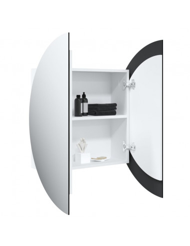 Armadio da Bagno con Specchio Rotondo e LED Bianco 54x54x17,5cm