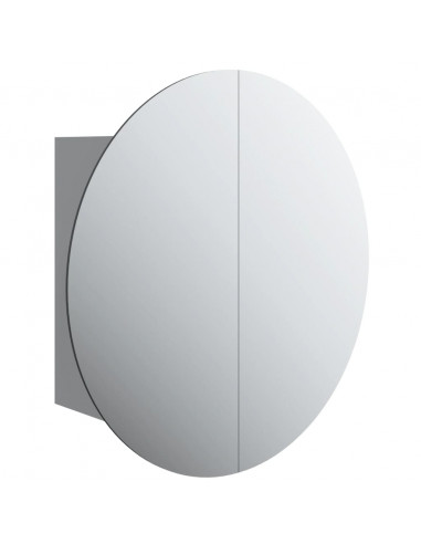 Armadio da Bagno con Specchio Rotondo e LED Grigio 40x40x17,5cm