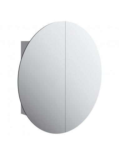 Armadio da Bagno con Specchio Rotondo e LED Grigio 54x54x17,5cm