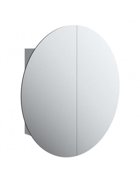 Armadio da Bagno con Specchio Rotondo e LED Grigio 54x54x17,5cm