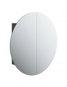 Armadio da Bagno con Specchio Rotondo e LED Nero 54x54x17,5 cm 2