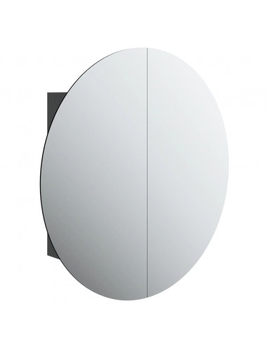 Armadio da Bagno con Specchio Rotondo e LED Nero 54x54x17,5 cm