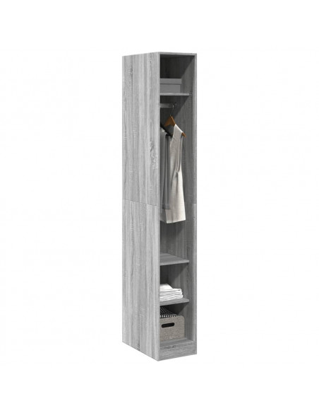 Armadio Grigio Sonoma 30x50x200 cm in Legno Multistrato
