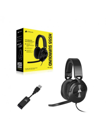 Corsair HS55 Surround Carbon Cuffie con Microfono jack 3.5 PC/Xbox/PS4/Mobile