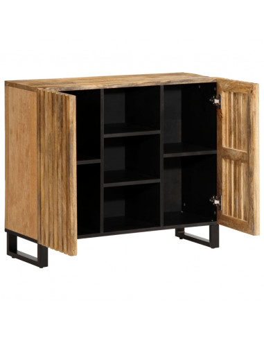 Credenza 90x34x75 cm in Legno Massello di Mango Grezzo