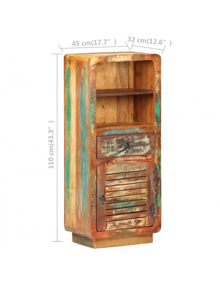 Credenza Alta 45x32x110 cm in Legno Massello di Recupero