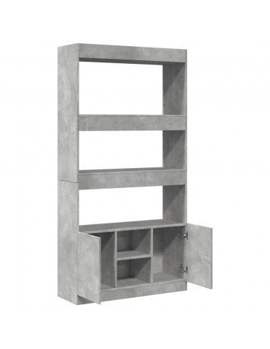 Credenza Grigio Cemento 92x33x180 cm in Legno Multistrato