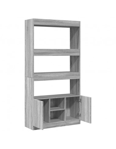 Credenza Grigio Sonoma 92x33x180 cm in Legno Multistrato