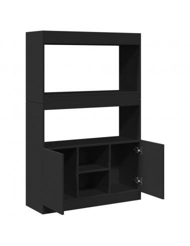 Credenza Nera 92x33x140 cm in Legno Multistrato