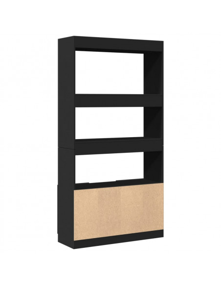 Credenza Nera 92x33x180 cm in Legno Multistrato