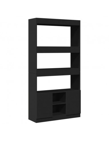 Credenza Nera 92x33x180 cm in Legno Multistrato