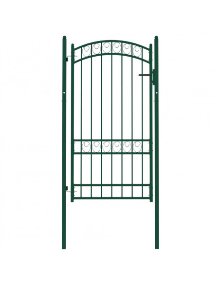 Cancello per Recinzione ad Arco in Acciaio 100x175 cm Verde