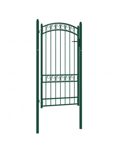 Cancello per recinzione EMMEN con parte superiore ad arco in acciaio 100x123,5 cm verde