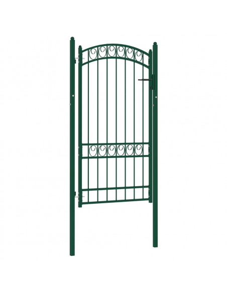 Cancello per recinzione EMMEN con parte superiore ad arco in acciaio 100x123,5 cm verde
