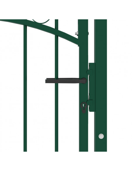 Cancello per recinzione EMMEN con parte superiore ad arco in acciaio 100x123,5 cm verde