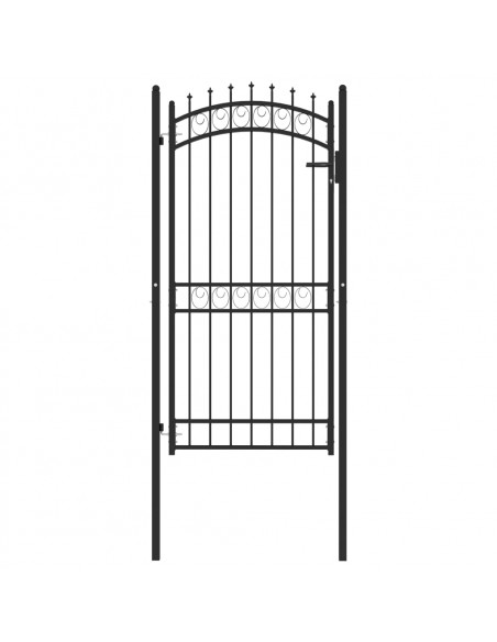 Cancello per Recinzione con Punte in Acciaio 100x200 cm Nero