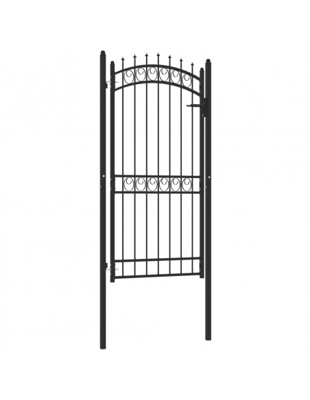 Cancello per Recinzione con Punte in Acciaio 100x200 cm Nero
