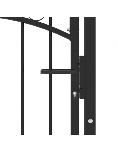 Cancello per Recinzione con Punte in Acciaio 100x200 cm Nero