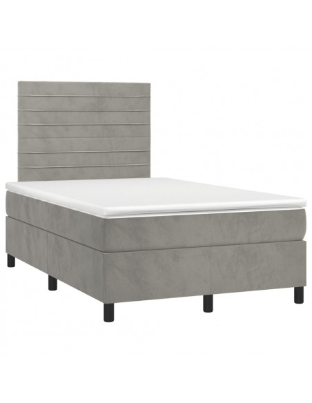 Giroletto a Molle con Materasso Grigio Chiaro 120x190cm Velluto