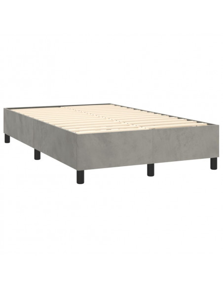 Giroletto a Molle con Materasso Grigio Chiaro 120x190cm Velluto