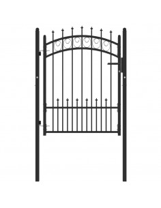 Cancello per Recinzione con Punte in Acciaio 100x125 cm Nero 2