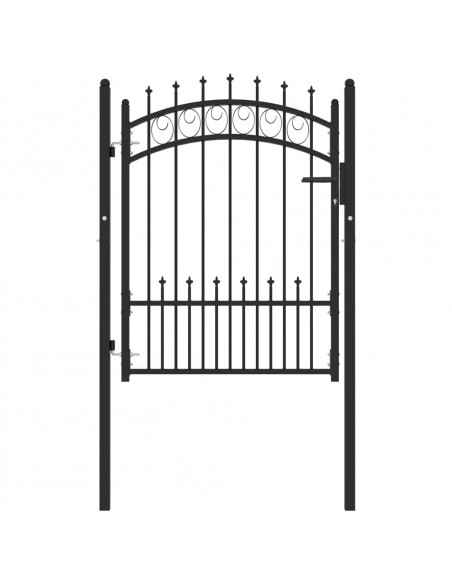 Cancello per Recinzione con Punte in Acciaio 100x125 cm Nero