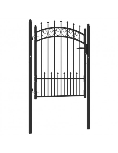 Cancello per Recinzione con Punte in Acciaio 100x125 cm Nero