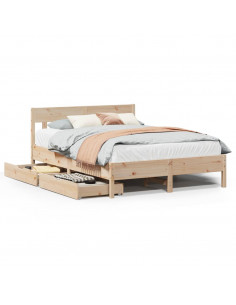Letto senza Materasso 140x190 cm in Legno Massello di Pino 2