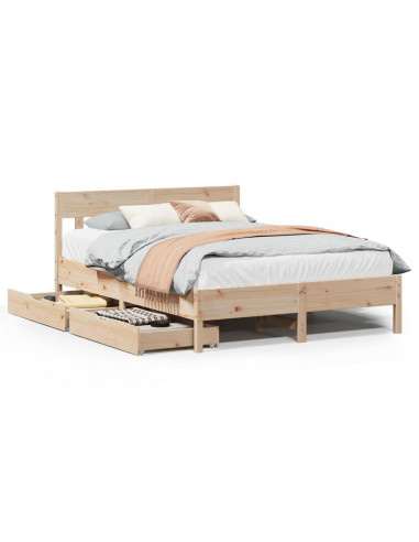 Letto senza Materasso 140x190 cm in Legno Massello di Pino