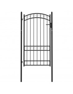 Cancello per Recinzione ad Arco in Acciaio 100x175 cm Nero 2
