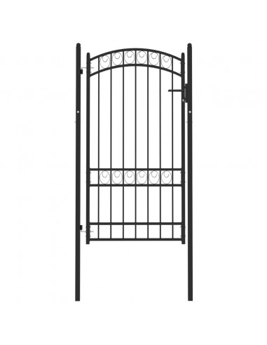 Cancello per Recinzione ad Arco in Acciaio 100x175 cm Nero