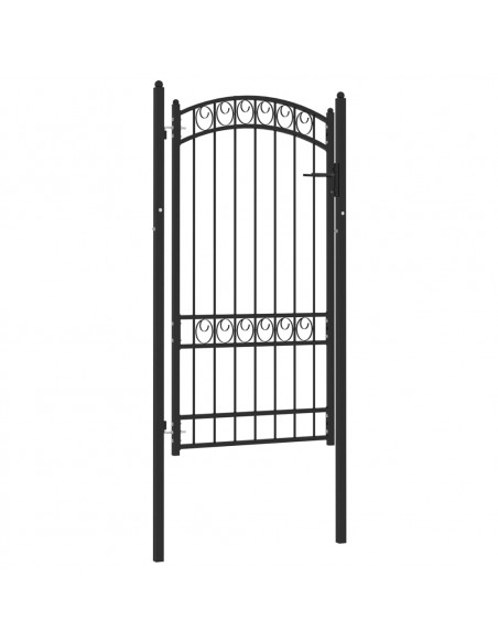 Cancello per recinzione EMMEN con parte superiore ad arco in acciaio 100x123,5 cm Nero