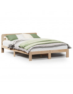 Letto senza Materasso 140x200 cm in Legno Massello di Pino 2