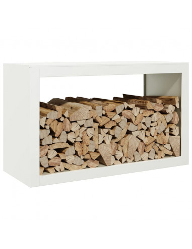Rastrelliera per Legna da Ardere Bianca 100x40x60 cm in Acciaio