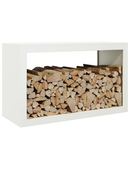 Rastrelliera per Legna da Ardere Bianca 100x40x60 cm in Acciaio