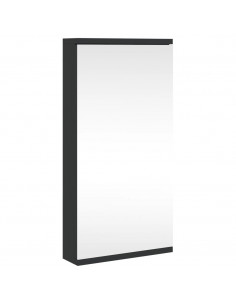 Armadietto Angolare con Specchio da Bagno Nero 30x24x60 cm 2
