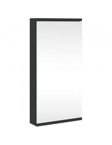 Armadietto Angolare con Specchio da Bagno Nero 30x24x60 cm