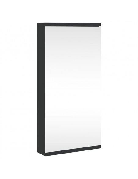 Armadietto Angolare con Specchio da Bagno Nero 30x24x60 cm