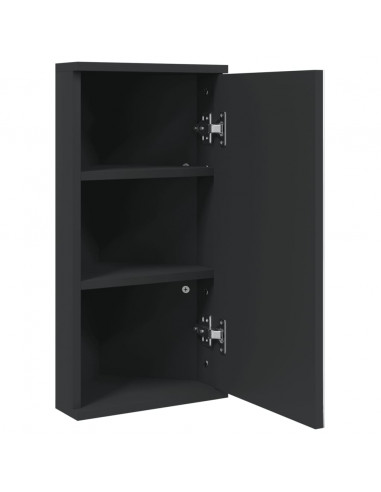 Armadietto Angolare con Specchio da Bagno Nero 30x24x60 cm