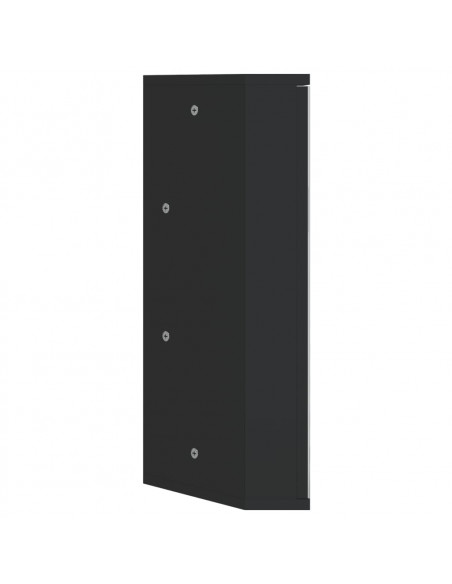 Armadietto Angolare con Specchio da Bagno Nero 30x24x60 cm