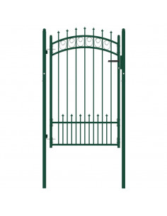 Cancello per Recinzione con Punte in Acciaio 100x150 cm Verde 2