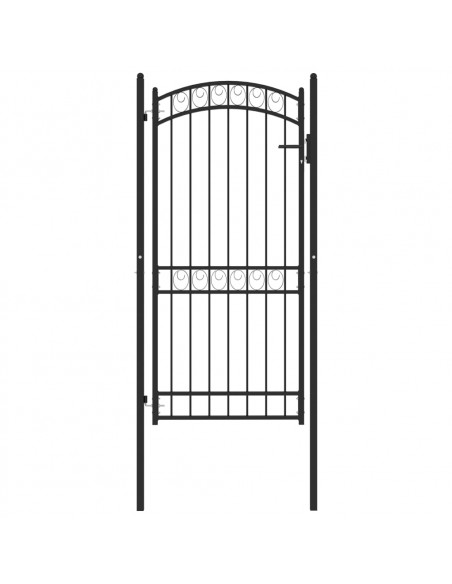 Cancello per Recinzione ad Arco in Acciaio 100x200 cm Nero