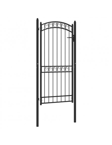 Cancello per recinzione EMMEN con parte superiore ad arco in acciaio 100x136 cm Nero