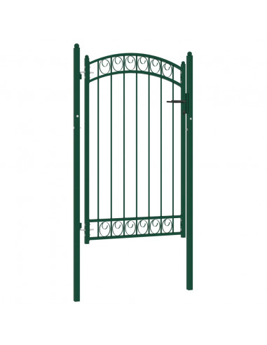 Cancello per recinzione EMMEN con parte superiore ad arco in acciaio 100x106 cm verde