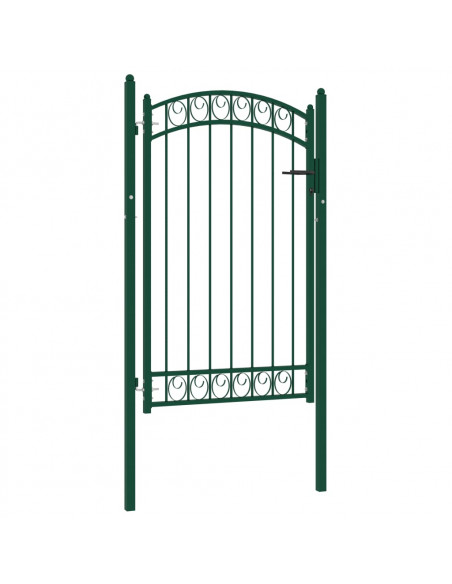 Cancello per recinzione EMMEN con parte superiore ad arco in acciaio 100x106 cm verde