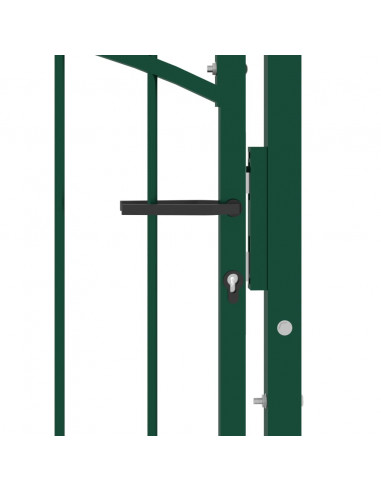 Cancello per recinzione EMMEN con parte superiore ad arco in acciaio 100x106 cm verde