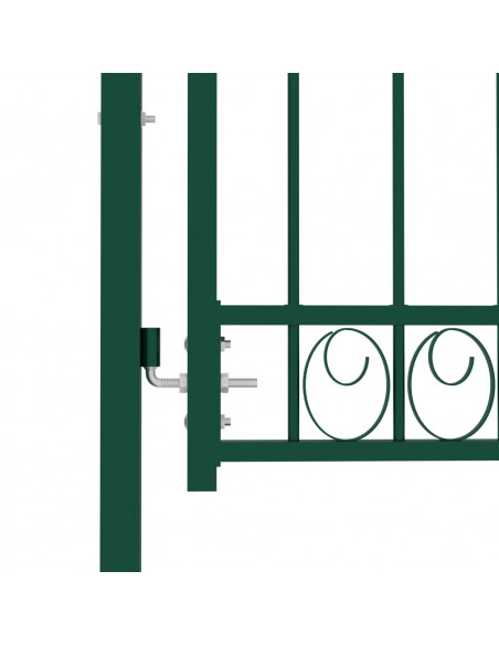 Cancello per recinzione EMMEN con parte superiore ad arco in acciaio 100x106 cm verde